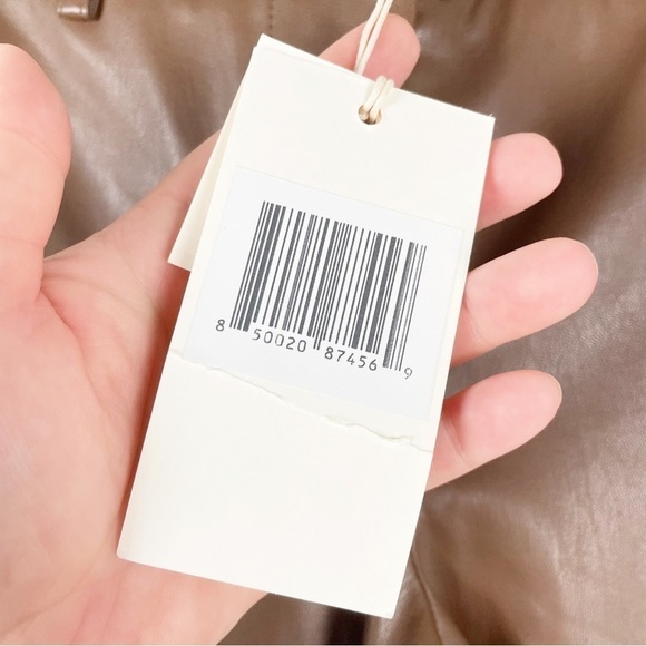 Aya Muse Charlie Low Rise Wide Leg Faux Vegan Leather Pants Brown Casual Party - Picture 4 of 8